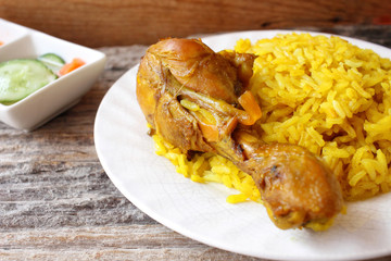Chicken biryani with rice indian food