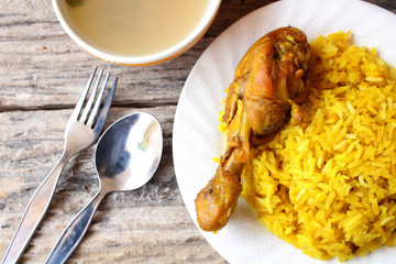 Chicken biryani with rice indian food