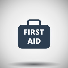 Flat black First Aid Kit icon