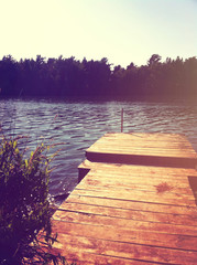 Beautiful view of pond with boat dock - instagram effect