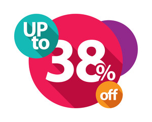 up to 38% discount logo colorful circles