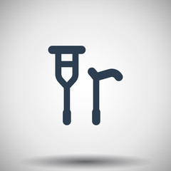 Flat black Crutch Cane icon