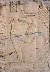 old egypt hieroglyphs.  Hieroglyphic carvings on the exterior wa