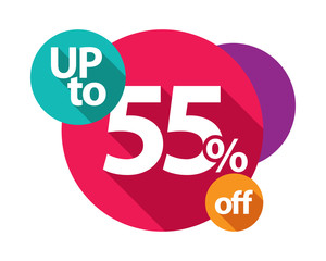 up to 55% discount logo colorful circles