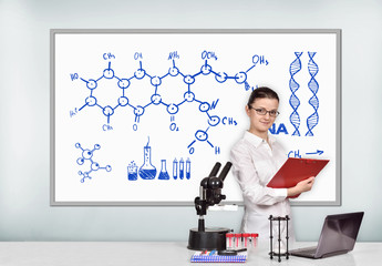 drawing chemical formula on placard