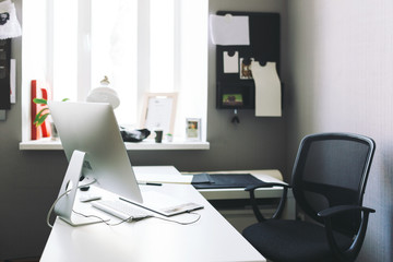 Front view ofcomfortable working place in office