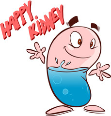 Vector illustration of a happy kidney cartoon
