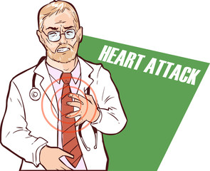 Vector illustration of a The doctor who had a heart attack