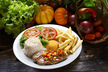 picanha potato with rice and beans drover
