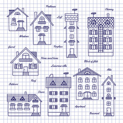 Sketch of houses of different heights
