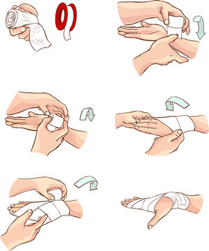  white backround Vector illustration of a hand bandage