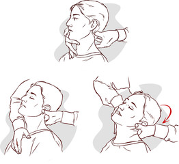Vector illustration of a Gonstead Chiropractic for acute neck pa