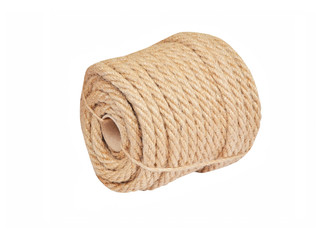 Natural fiber manila rope, isolated on white background