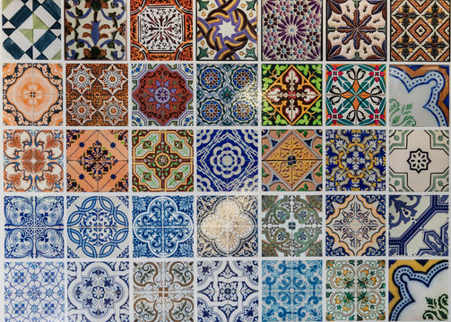 Tiles ceramic patterns from Lisbon, Portugal.