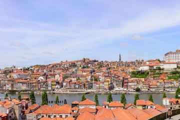 Fototapeta na wymiar View of Porto Ribeira and Douro river in Porto, Portugal