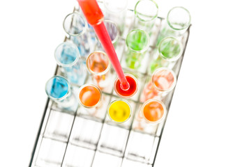 drop red solution in to test tube