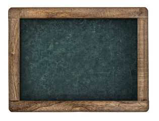 Vintage chalkboard with wooden frame isolated on white