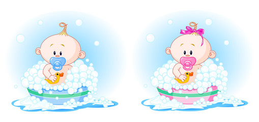 Fototapeta premium Babies in Bath