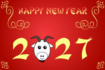 Fototapeta na wymiar Happy chinese new year card illustration for 2027