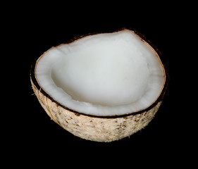 Isolate coconut on black background