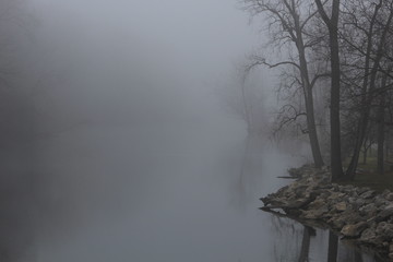 Foggy river.