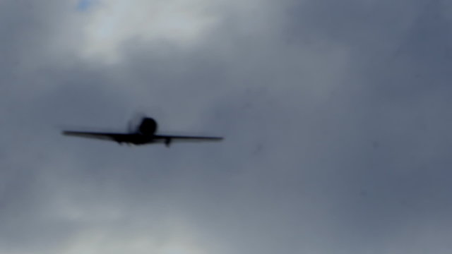 old plane takes off on the runway