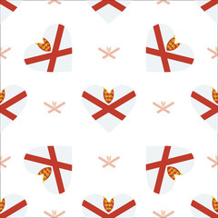 Fototapeta premium Jersey flag heart seamless pattern. Patriotic Jersey flag backgr