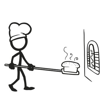 Stick Figure Cooking Bread Oven