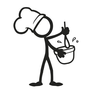 Stick Figure Cooking Chef Mixing