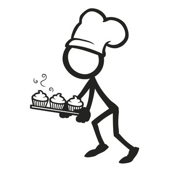 Stick Figure Cooking Hot Cupcakes