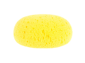 Yellow sponge on white background