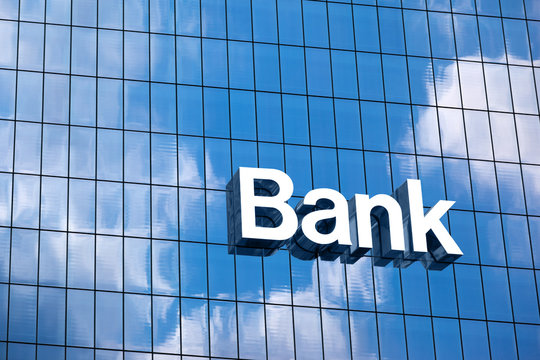 Close Up A Bank Sign