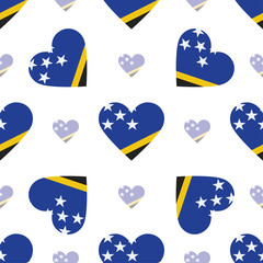 Solomon Islands flag heart seamless pattern. Patriotic Solomon I