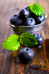 Fresh blueberries and mint