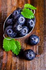 Fresh blueberries and mint