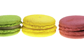 three macaroons isolated on white