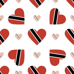 Trinidad and Tobago flag heart seamless pattern. Patriotic Trini