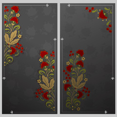 Set of postcards with abstract floral background