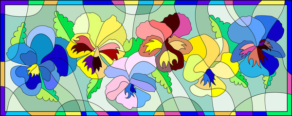 Spring flowers in stained glass style