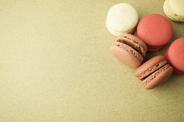macaroons on craft paper background
