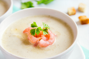 cream soup with shrimps