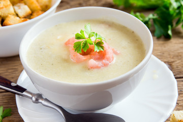 cream soup with shrimps