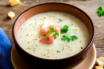 cream soup with shrimps