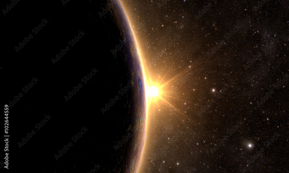 Canvas Prints planet mercury with sunrise on the space background