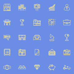Asset and property yellow line icons