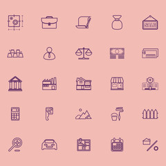 Mortgage and home loan purple line icons