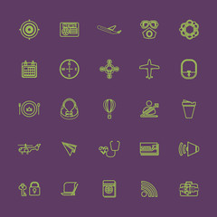 Air transport related line color icons