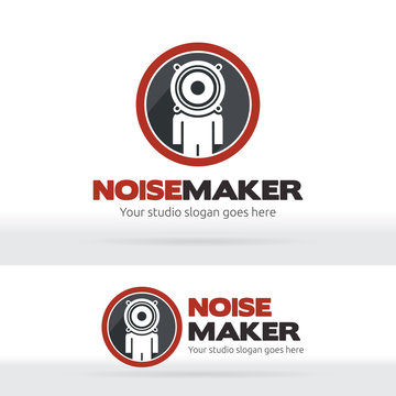 Noise maker, Music studio Brand identity, Human head speaker logo, Sound recorder studio logo, Music Party, Dance club logo.