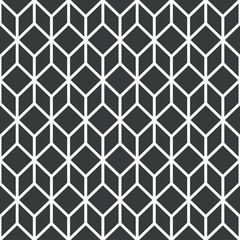 Black stylized cube seamless pattern. Vector flat design.