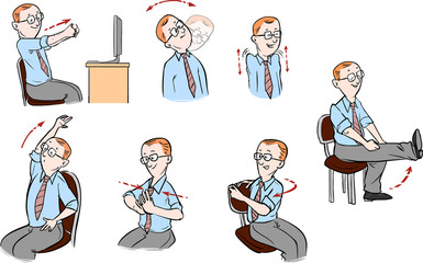 Vector illustration of a Office-exercising men